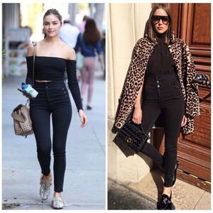 J Brand Natasha Sky High Rise Skinny Jeans  Seriously Black Size 24